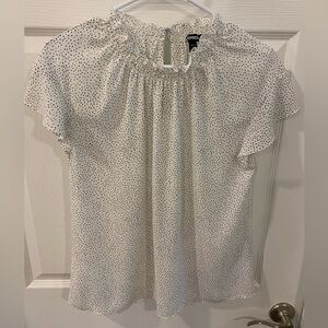 Express White and Black Polka Dot Blouse